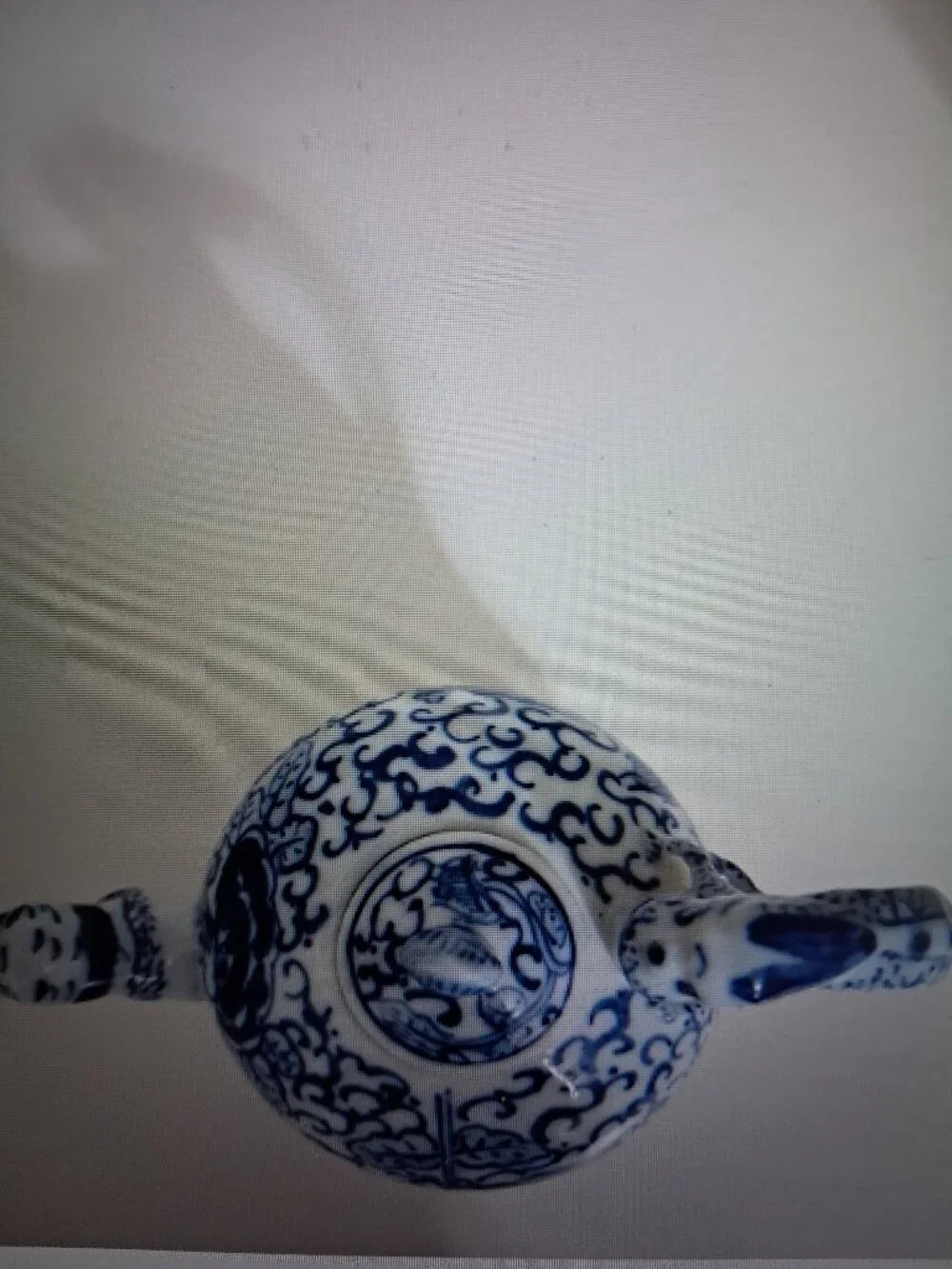 Vintage, Chinese Blue and White Porcelain Dragon Teapot Marked